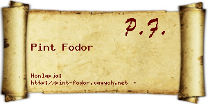 Pint Fodor névjegykártya